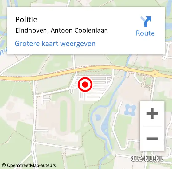 Locatie op kaart van de 112 melding: Politie Eindhoven, Antoon Coolenlaan op 5 december 2018 19:02