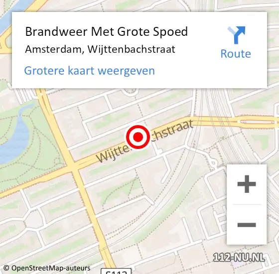 Locatie op kaart van de 112 melding: Brandweer Met Grote Spoed Naar Amsterdam, Wijttenbachstraat op 5 december 2018 19:41