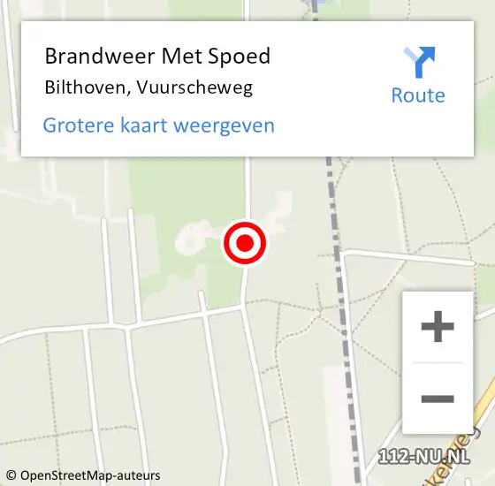 Locatie op kaart van de 112 melding: Brandweer Met Spoed Naar Bilthoven, Vuurscheweg op 5 december 2018 21:47