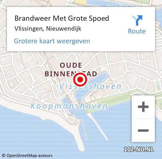 Locatie op kaart van de 112 melding: Brandweer Met Grote Spoed Naar Vlissingen, Nieuwendijk op 5 december 2018 23:11