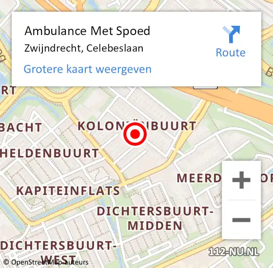 Locatie op kaart van de 112 melding: Ambulance Met Spoed Naar Zwijndrecht, Celebeslaan op 5 december 2018 23:32