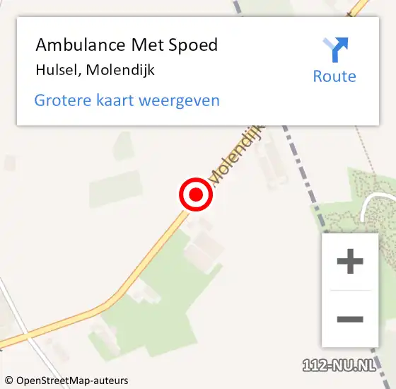 Locatie op kaart van de 112 melding: Ambulance Met Spoed Naar Hulsel, Molendijk op 5 december 2018 23:51