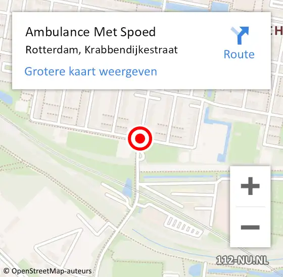 Locatie op kaart van de 112 melding: Ambulance Met Spoed Naar Rotterdam, Krabbendijkestraat op 6 december 2018 00:49
