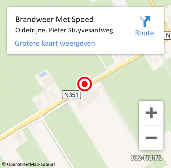Locatie op kaart van de 112 melding: Brandweer Met Spoed Naar Oldetrijne, Pieter Stuyvesantweg op 16 maart 2014 21:13