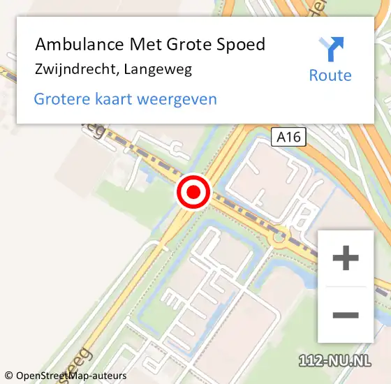 Locatie op kaart van de 112 melding: Ambulance Met Grote Spoed Naar Zwijndrecht, Langeweg op 6 december 2018 17:43