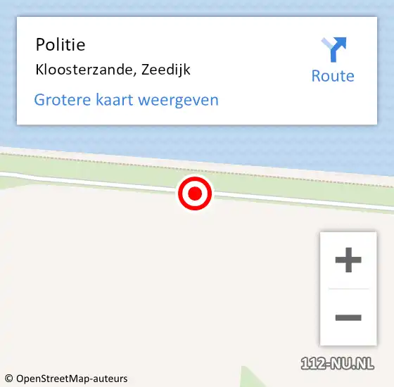 Locatie op kaart van de 112 melding: Politie Kloosterzande, Zeedijk op 6 december 2018 23:10