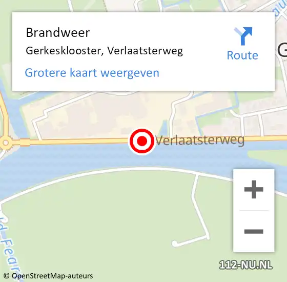 Locatie op kaart van de 112 melding: Brandweer Gerkesklooster, Verlaatsterweg op 6 december 2018 23:14