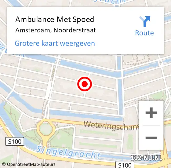 Locatie op kaart van de 112 melding: Ambulance Met Spoed Naar Amsterdam, Noorderstraat op 7 december 2018 00:43