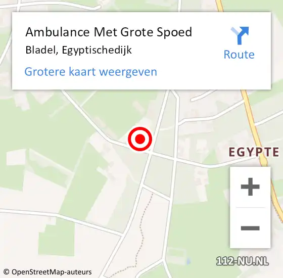 Locatie op kaart van de 112 melding: Ambulance Met Grote Spoed Naar Bladel, Egyptischedijk op 7 december 2018 01:44
