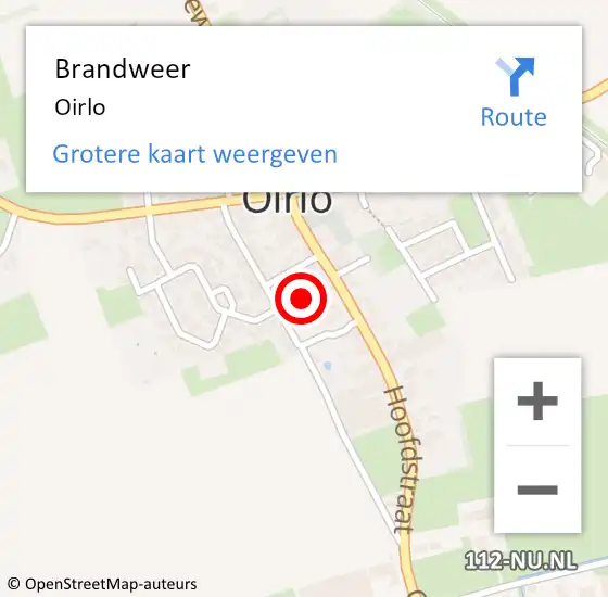 Locatie op kaart van de 112 melding: Brandweer Oirlo op 7 december 2018 07:08