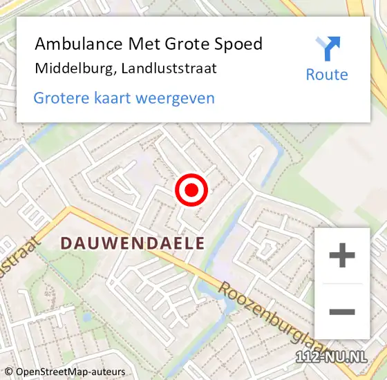 Locatie op kaart van de 112 melding: Ambulance Met Grote Spoed Naar Middelburg, Landluststraat op 7 december 2018 07:34