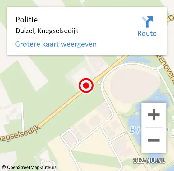 Locatie op kaart van de 112 melding: Politie Duizel, Knegselsedijk op 7 december 2018 08:00