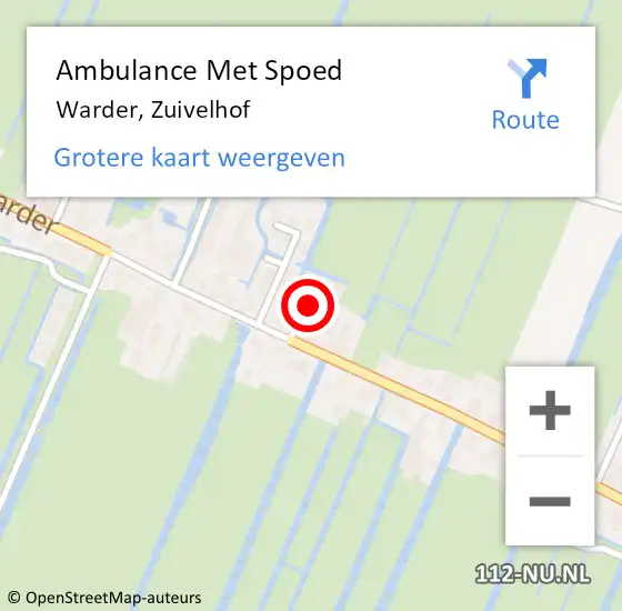 Locatie op kaart van de 112 melding: Ambulance Met Spoed Naar Warder, Zuivelhof op 7 december 2018 09:12
