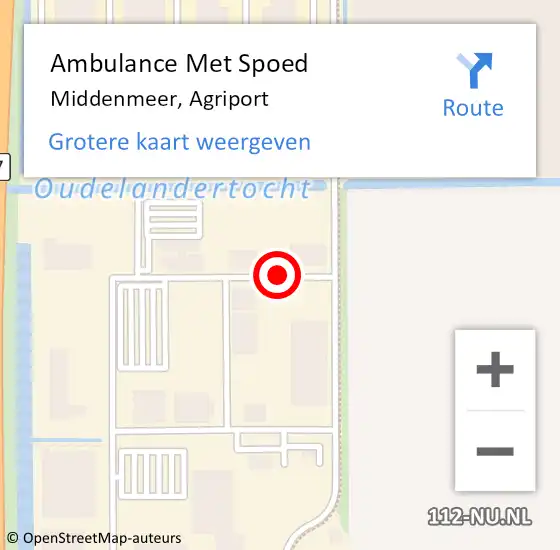 Locatie op kaart van de 112 melding: Ambulance Met Spoed Naar Middenmeer, Agriport op 7 december 2018 14:11