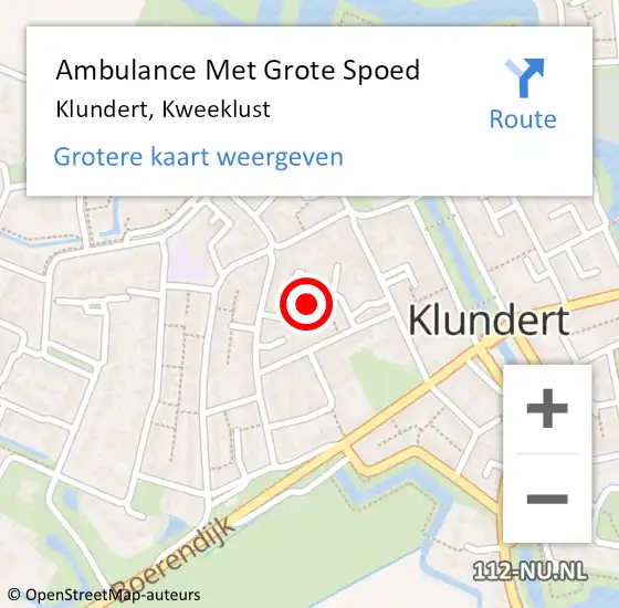 Locatie op kaart van de 112 melding: Ambulance Met Grote Spoed Naar Klundert, Kweeklust op 7 december 2018 19:07