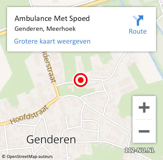 Locatie op kaart van de 112 melding: Ambulance Met Spoed Naar Genderen, Meerhoek op 8 december 2018 00:30