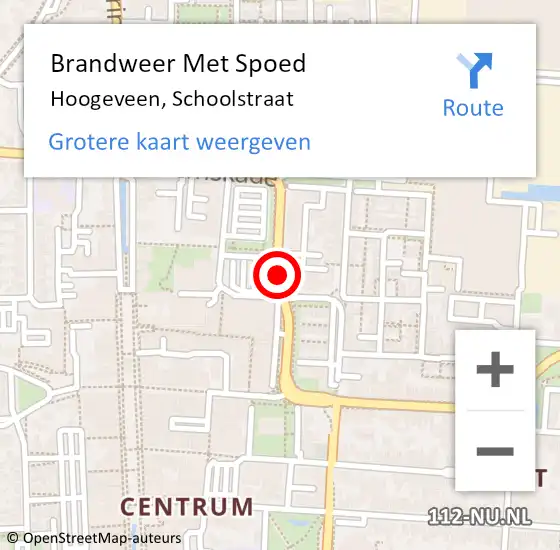 Locatie op kaart van de 112 melding: Brandweer Met Spoed Naar Hoogeveen, Schoolstraat op 8 december 2018 03:27