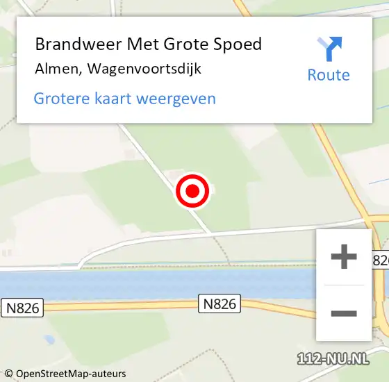 Locatie op kaart van de 112 melding: Brandweer Met Grote Spoed Naar Almen, Wagenvoortsdijk op 17 maart 2014 07:20