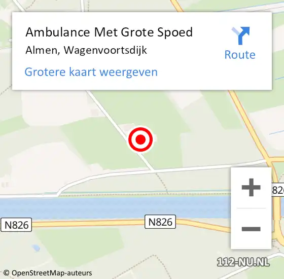 Locatie op kaart van de 112 melding: Ambulance Met Grote Spoed Naar Almen, Wagenvoortsdijk op 17 maart 2014 07:22
