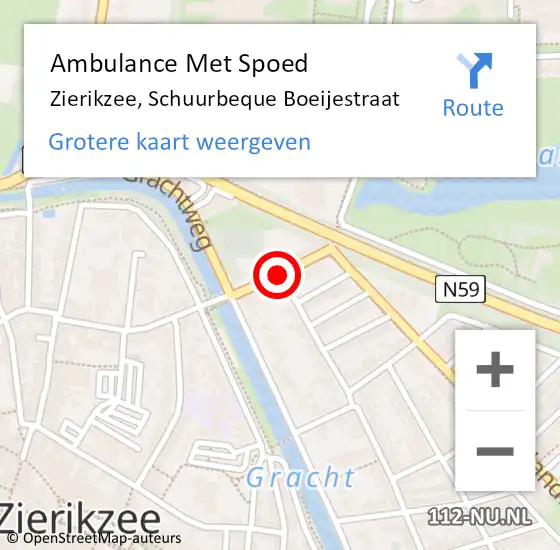 Locatie op kaart van de 112 melding: Ambulance Met Spoed Naar Zierikzee, Schuurbeque Boeijestraat op 8 december 2018 11:37