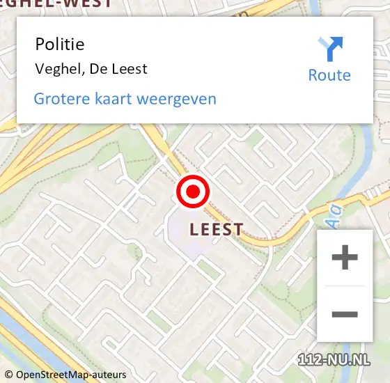 Locatie op kaart van de 112 melding: Politie Veghel, De Leest op 8 december 2018 13:32