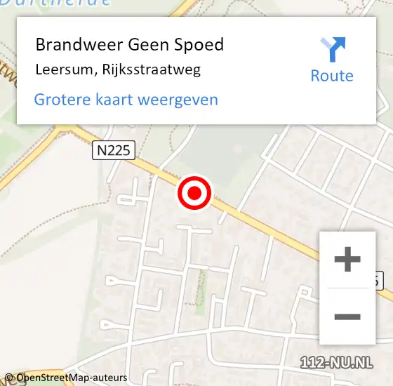 Locatie op kaart van de 112 melding: Brandweer Geen Spoed Naar Leersum, Rijksstraatweg op 8 december 2018 16:01