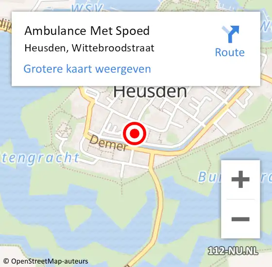Locatie op kaart van de 112 melding: Ambulance Met Spoed Naar Heusden, Wittebroodstraat op 8 december 2018 20:10