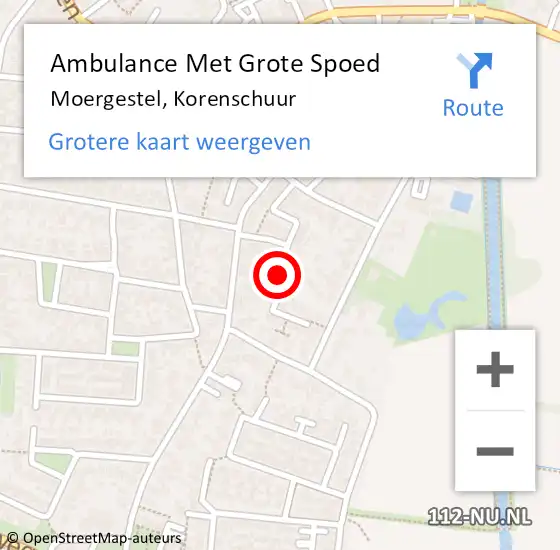 Locatie op kaart van de 112 melding: Ambulance Met Grote Spoed Naar Moergestel, Korenschuur op 8 december 2018 23:36