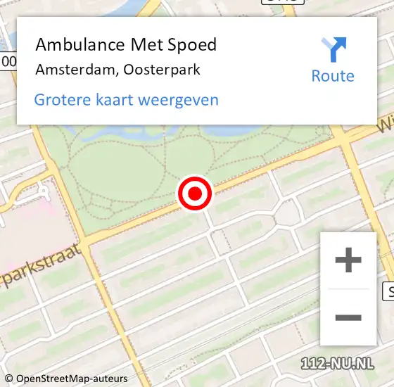 Locatie op kaart van de 112 melding: Ambulance Met Spoed Naar Amsterdam, Oosterpark op 9 december 2018 03:29