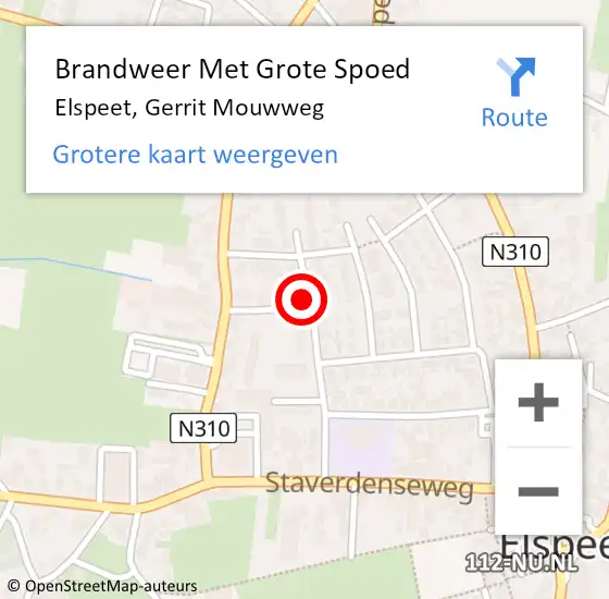 Locatie op kaart van de 112 melding: Brandweer Met Grote Spoed Naar Elspeet, Gerrit Mouwweg op 9 december 2018 08:26