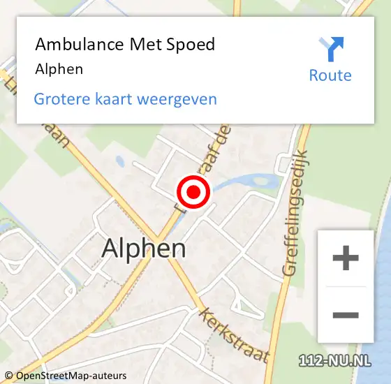 Locatie op kaart van de 112 melding: Ambulance Met Spoed Naar Alphen op 9 december 2018 11:47