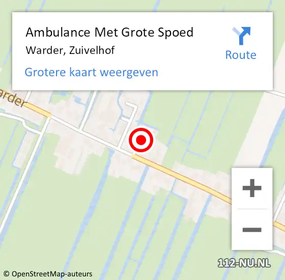 Locatie op kaart van de 112 melding: Ambulance Met Grote Spoed Naar Warder, Zuivelhof op 9 december 2018 12:46