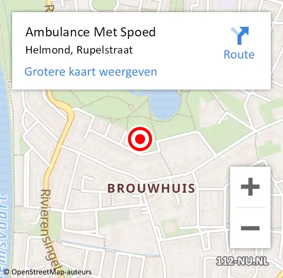 Locatie op kaart van de 112 melding: Ambulance Met Spoed Naar Helmond, Rupelstraat op 9 december 2018 13:09