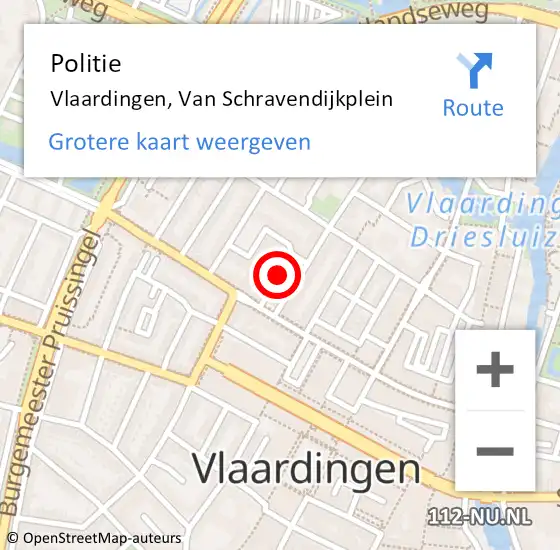 Locatie op kaart van de 112 melding: Politie Vlaardingen, Van Schravendijkplein op 9 december 2018 15:50