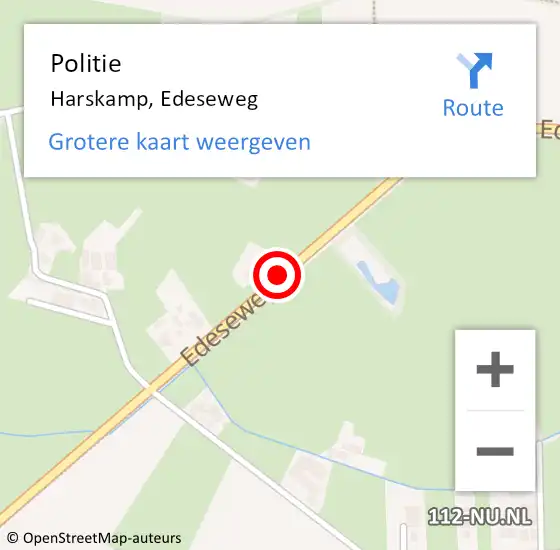 Locatie op kaart van de 112 melding: Politie Harskamp, Edeseweg op 9 december 2018 16:58