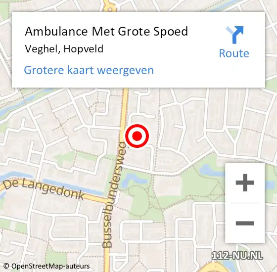 Locatie op kaart van de 112 melding: Ambulance Met Grote Spoed Naar Veghel, Hopveld op 9 december 2018 19:42