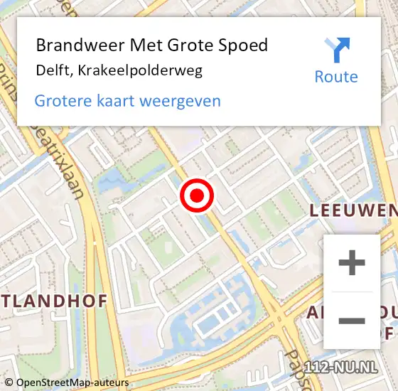 Locatie op kaart van de 112 melding: Brandweer Met Grote Spoed Naar Delft, Krakeelpolderweg op 9 december 2018 20:38