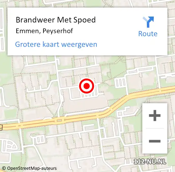 Locatie op kaart van de 112 melding: Brandweer Met Spoed Naar Emmen, Peyserhof op 9 december 2018 20:42