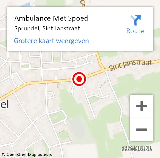 Locatie op kaart van de 112 melding: Ambulance Met Spoed Naar Sprundel, Sint Janstraat op 10 december 2018 00:38