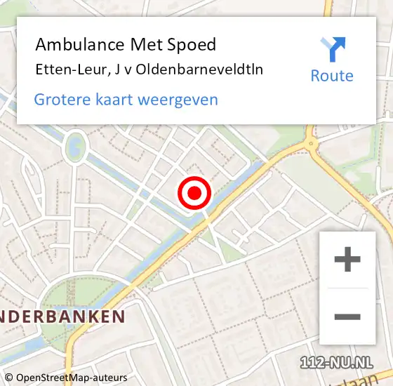 Locatie op kaart van de 112 melding: Ambulance Met Spoed Naar Etten-Leur, J v Oldenbarneveldtln op 10 december 2018 07:50