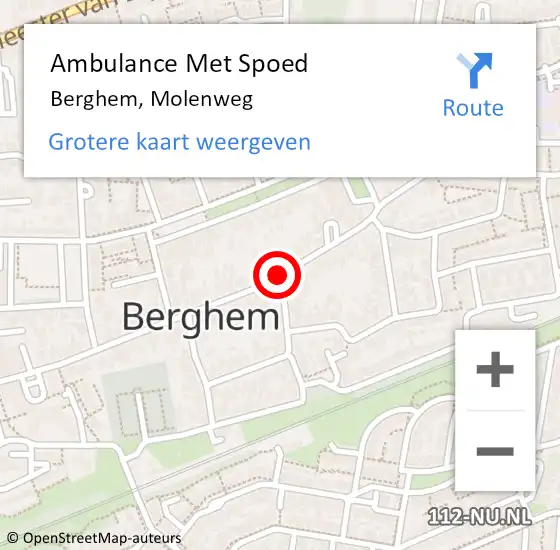 Locatie op kaart van de 112 melding: Ambulance Met Spoed Naar Berghem, Molenweg op 10 december 2018 08:11