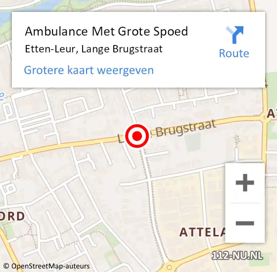 Locatie op kaart van de 112 melding: Ambulance Met Grote Spoed Naar Etten-Leur, Lange Brugstraat op 10 december 2018 09:21