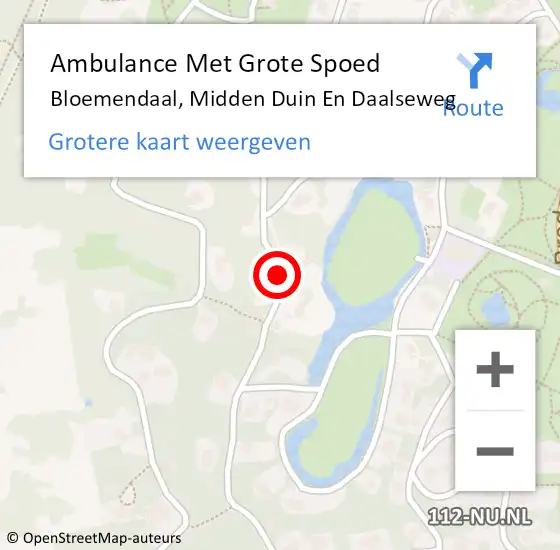 Locatie op kaart van de 112 melding: Ambulance Met Grote Spoed Naar Bloemendaal, Midden Duin En Daalseweg op 10 december 2018 10:05