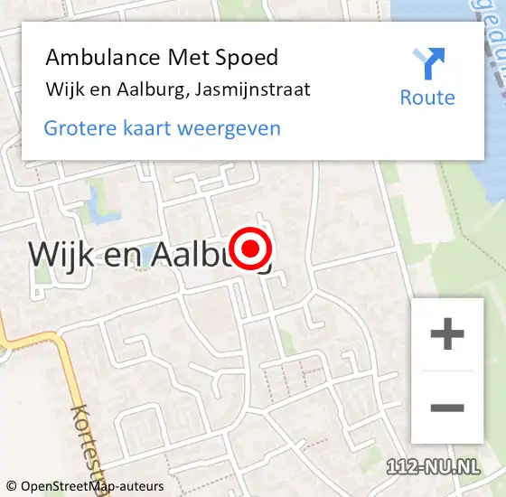 Locatie op kaart van de 112 melding: Ambulance Met Spoed Naar Wijk en Aalburg, Jasmijnstraat op 10 december 2018 11:18