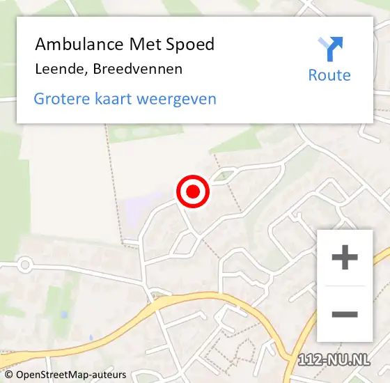 Locatie op kaart van de 112 melding: Ambulance Met Spoed Naar Leende, Breedvennen op 10 december 2018 12:10