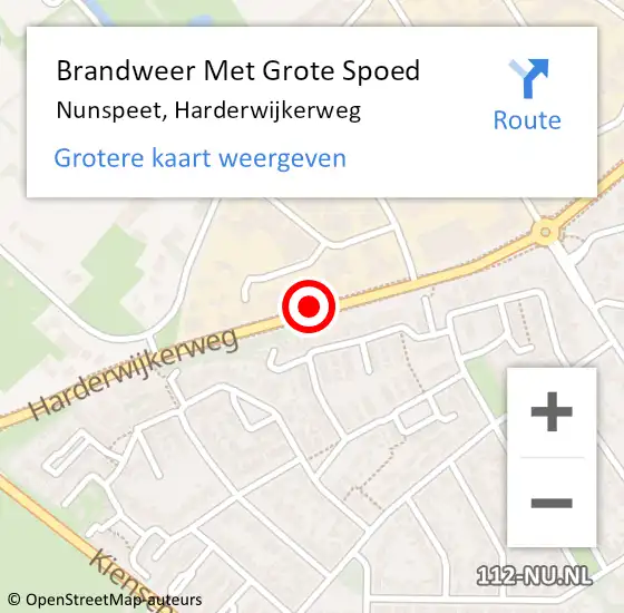 Locatie op kaart van de 112 melding: Brandweer Met Grote Spoed Naar Nunspeet, Harderwijkerweg op 10 december 2018 13:28