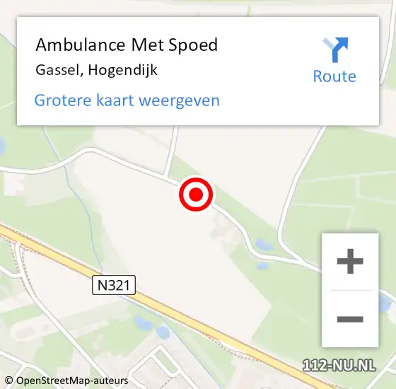 Locatie op kaart van de 112 melding: Ambulance Met Spoed Naar Gassel, Hogendijk op 10 december 2018 13:30