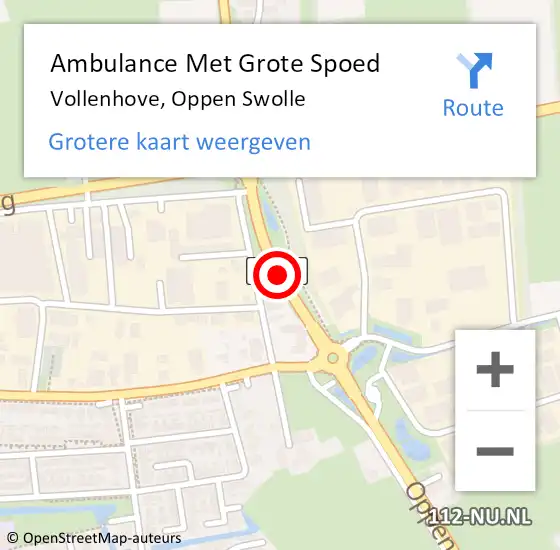 Locatie op kaart van de 112 melding: Ambulance Met Grote Spoed Naar Vollenhove, Oppen Swolle op 10 december 2018 13:48