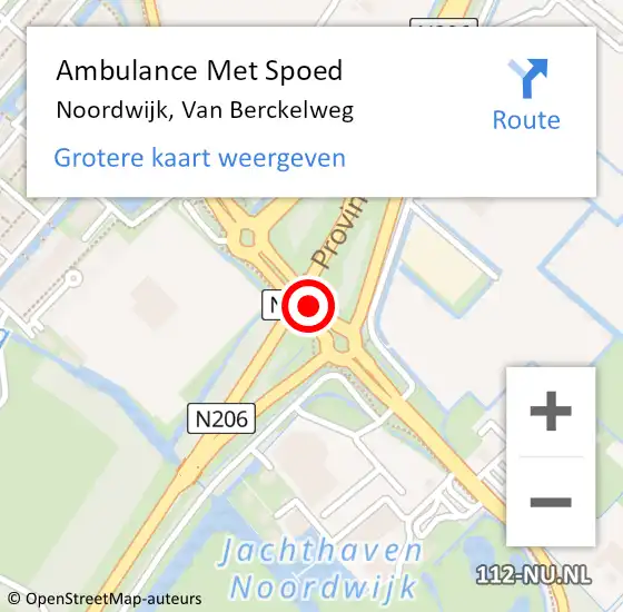 Locatie op kaart van de 112 melding: Ambulance Met Spoed Naar Noordwijk, Van Berckelweg op 10 december 2018 14:21