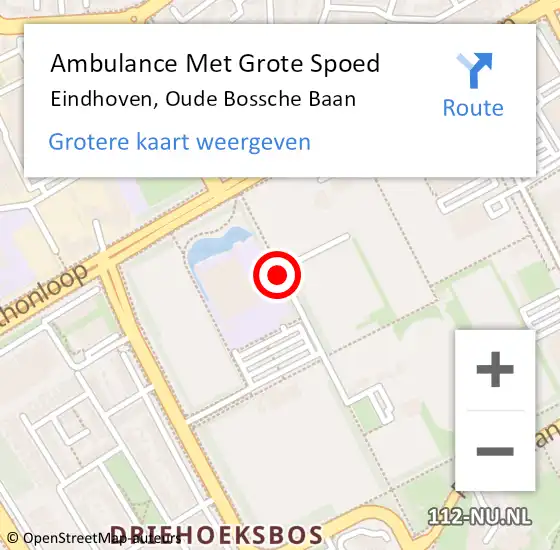 Locatie op kaart van de 112 melding: Ambulance Met Grote Spoed Naar Eindhoven, Oude Bossche Baan op 10 december 2018 15:48